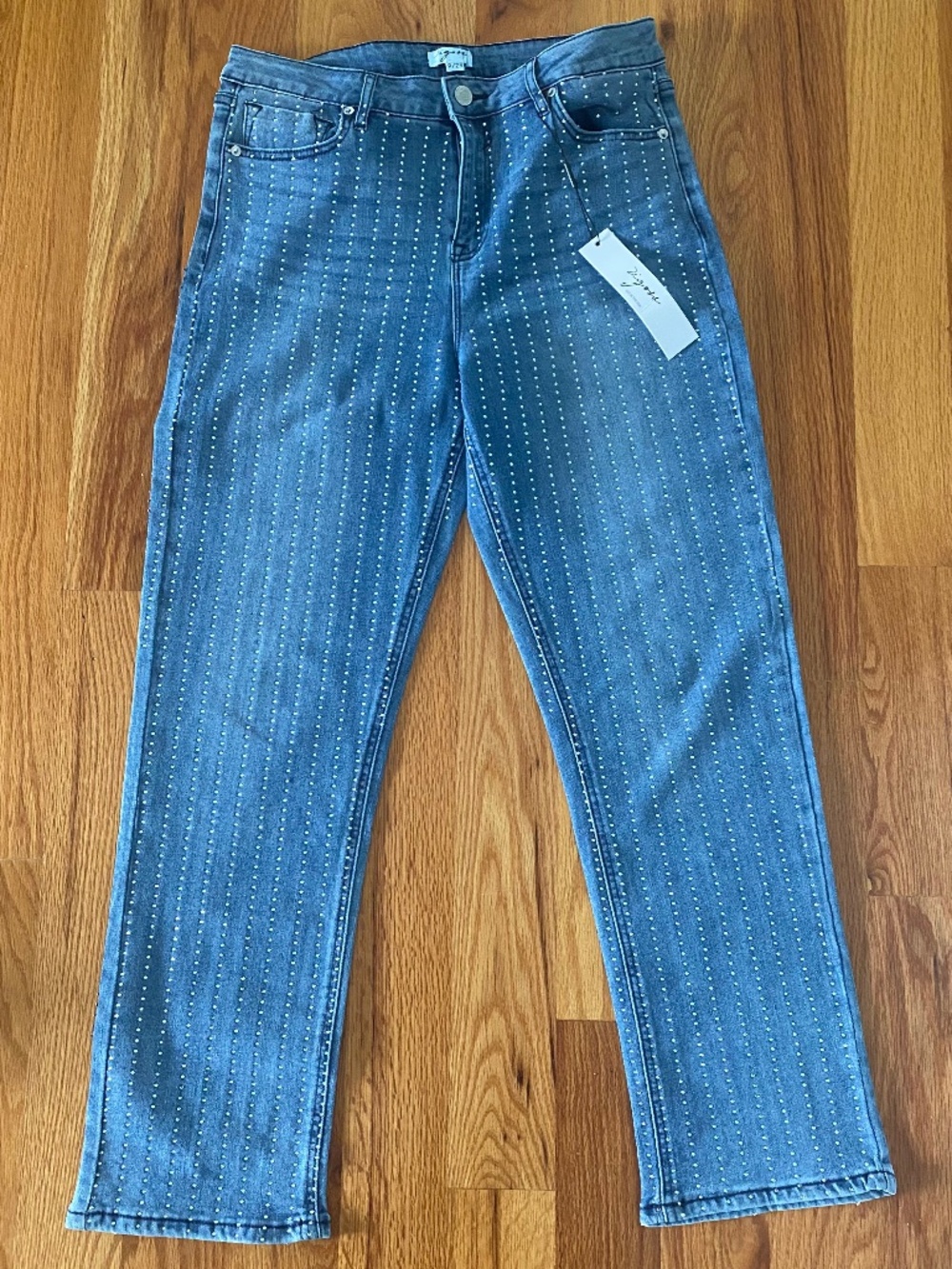 Vigoss Rhinestone Jeans High-Rise Straight Leg Size 9/29 NWT